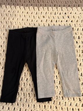 Kids Capri length Leggings Duo — Black & Gray